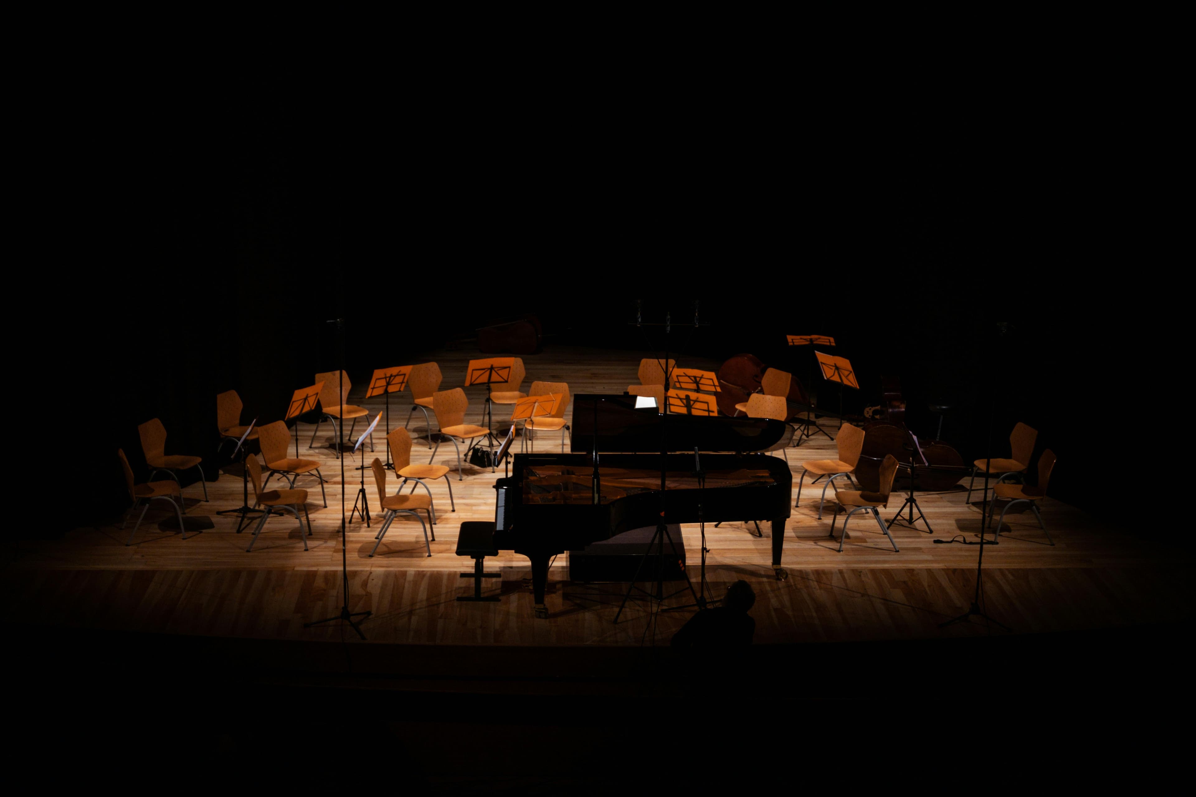 Concert stage with grand piano